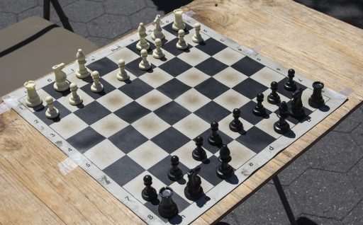 Chess board view from above, realistic drawing. Square field for