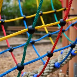 Climbing ropes in a children's playground.