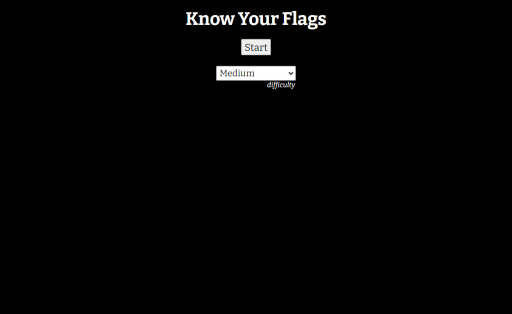 A screenshot of the opening screen for the game "Know your Flags".