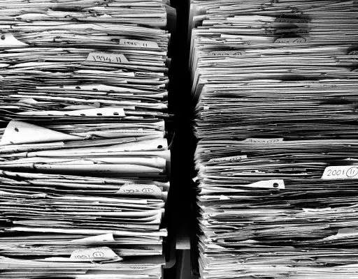 A large archive of paper files.