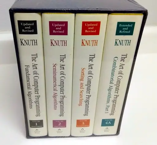 The four-volume series of books titled The Art of Computer Programming, which was written by Donald Knuth.
