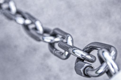 A silver chain made up of metal links.