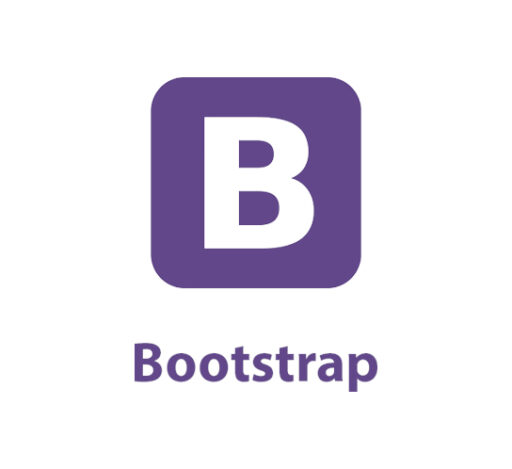 The Bootstrap logo with the text "Bootstrap" beneath. Both the logo and the text are purple.