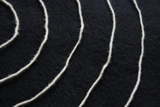 Five pieces of string arranged in a circular ring. Four of the rings of string each contain another ring of string.